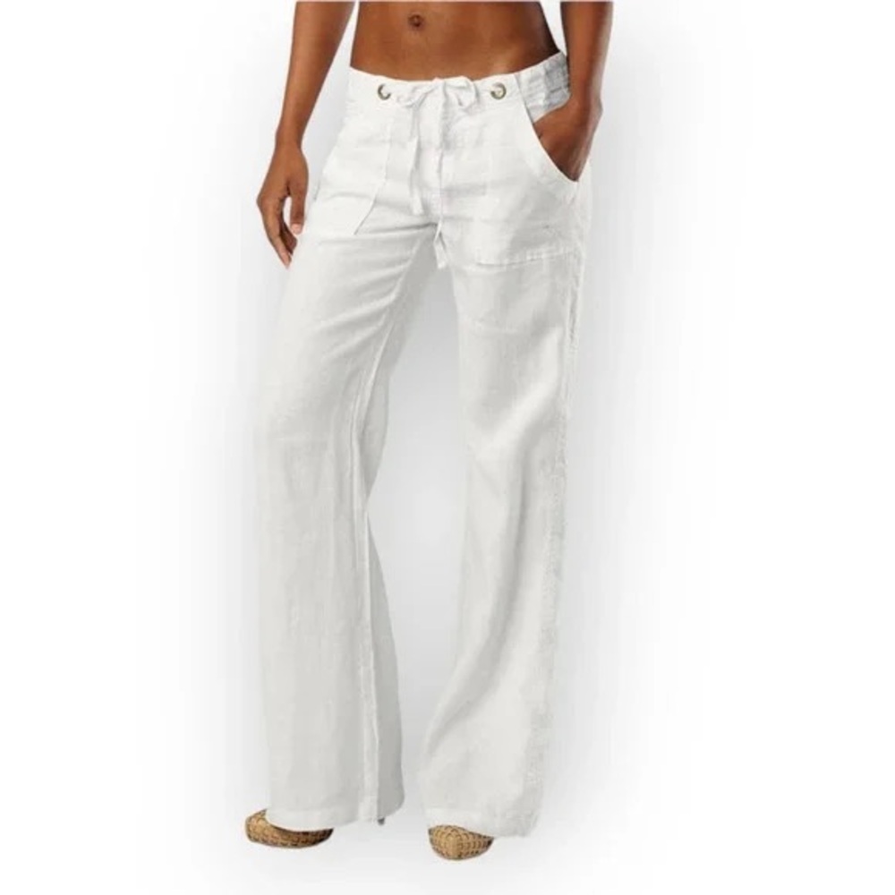 Joie White Irreplaceable Linen Pants 2 Wide Leg